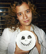 Me with no makeup and my home baked Jack Skellington cake